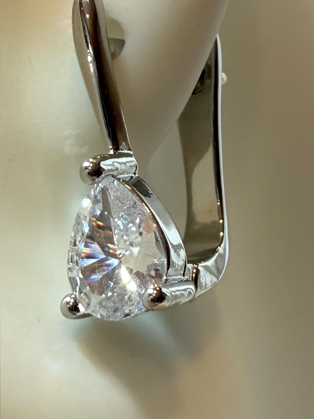 925 Silver Teardrop Cubic Zirconia Like Drop Earring Sparkling Classic Elegant